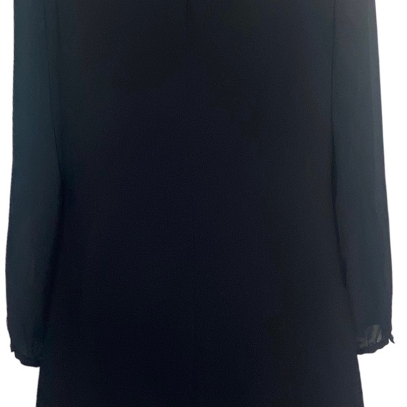 Sequin Hearts Women’s Flowy Dress L Black Gold Sequined Shoulders Sheer Sleeves - Picture 9 of 13